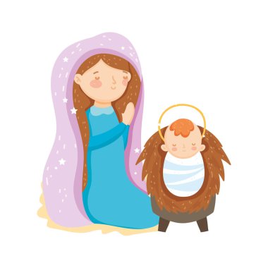 mary praying and baby jesus manger nativity, merry christmas