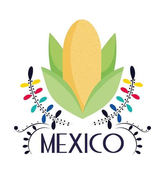 Corn floral decoration mexican food, traditional celebration design — Stockový vektor