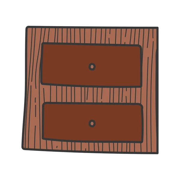 Wooden table drawers furniture icon — 图库矢量图片
