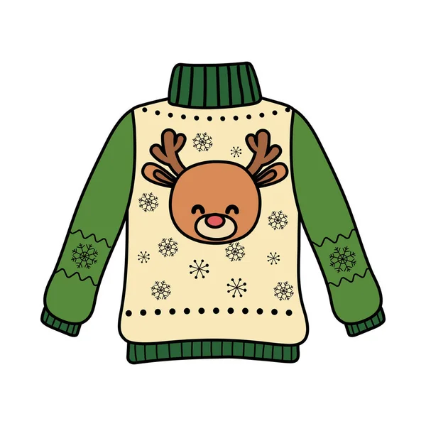 Christmas ugly sweater party decorative deer head snowflakes — стоковый вектор