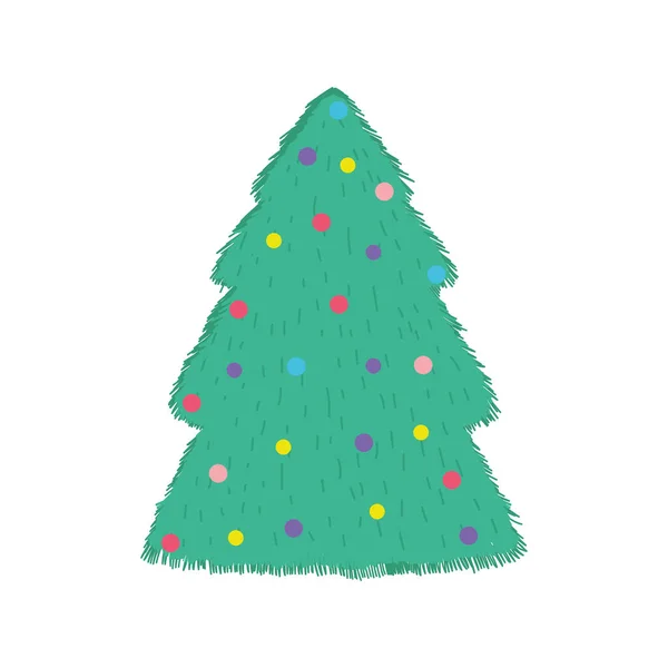 Crăciun fericit sărbătoare copac decorativ cu bile ornament — Vector de stoc