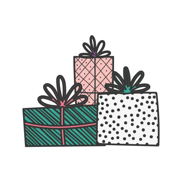 Decorative gift boxes surprise ornament icon — Stock vektor