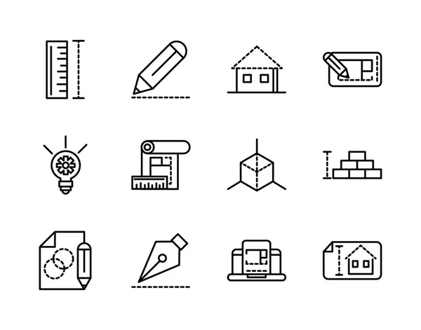 Ikony stavebních nástrojů architektury — Stockový vektor