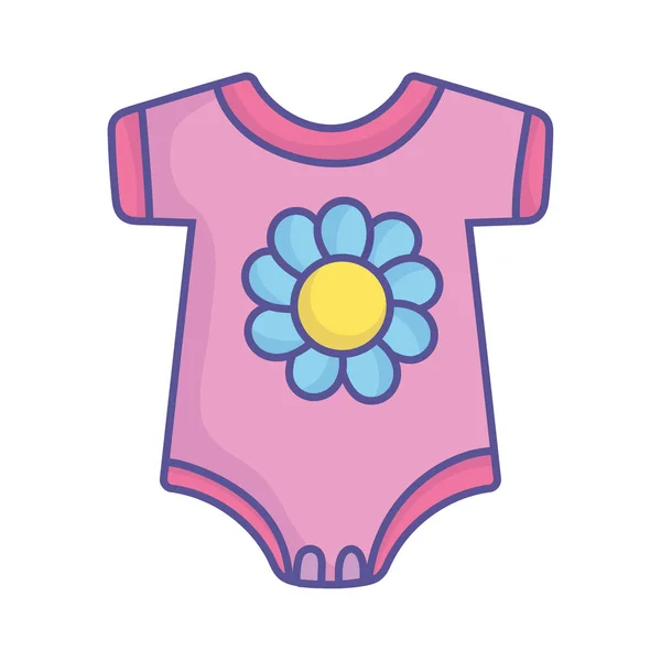 Ντους μωρό ροζ bodysuit με λουλούδι εικονίδιο ρούχα — Διανυσματικό Αρχείο