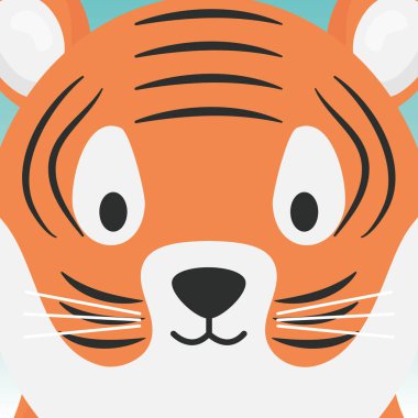 Tatlı kaplan kafalı çizgi film hayvanı.