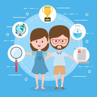 Çevrimiçi konsept vektör tasarımı öğrenen kadın ve erkek