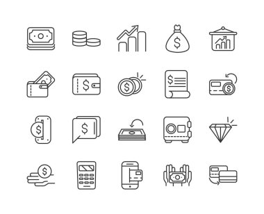 Banka para simgeleri kalın çizgi ayarlayın