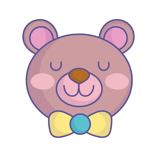 Ντους μωρό χαριτωμένο παιχνίδι αρκουδάκι πρόσωπο εικονίδιο — Διανυσματικό Αρχείο