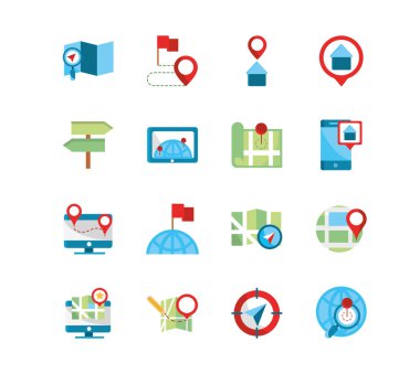 gps haritası ve navigasyon simgeleri koleksiyonu