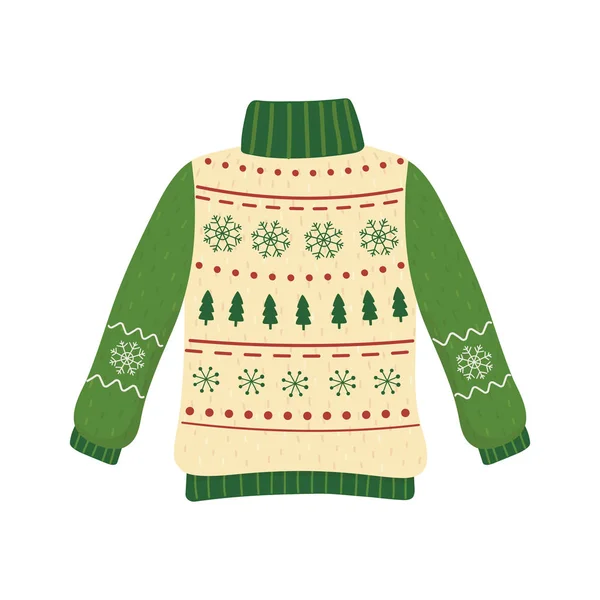 Christmas ugly sweater party decorative snowflakes trees — стоковый вектор