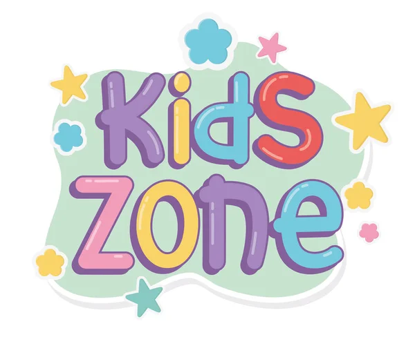 Kids zone cartoon letters colorful stars — Archivo Imágenes Vectoriales