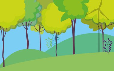 landscape field trees forest nature sky