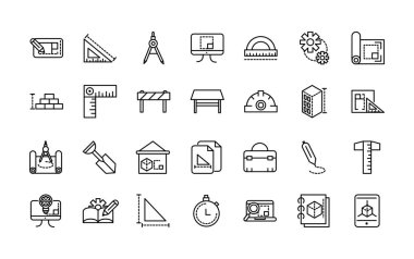 mimari yapı araçları simgeleri satır ayarlandı