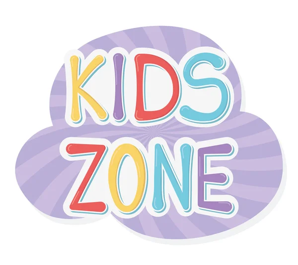 Kids zone, letters artwork sticker playground children — Archivo Imágenes Vectoriales