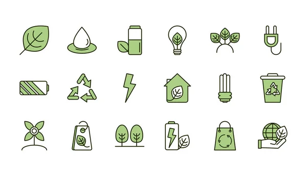 Environment ecology icons collection line and fill — Vettoriale Stock