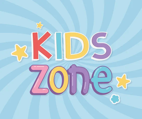 Kids zone, funny inscription sunburst design — Image vectorielle