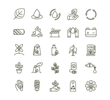 environment ecology icons collection line