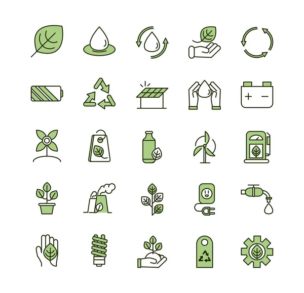 Environment ecology icons collection line and fill — Stock Vector