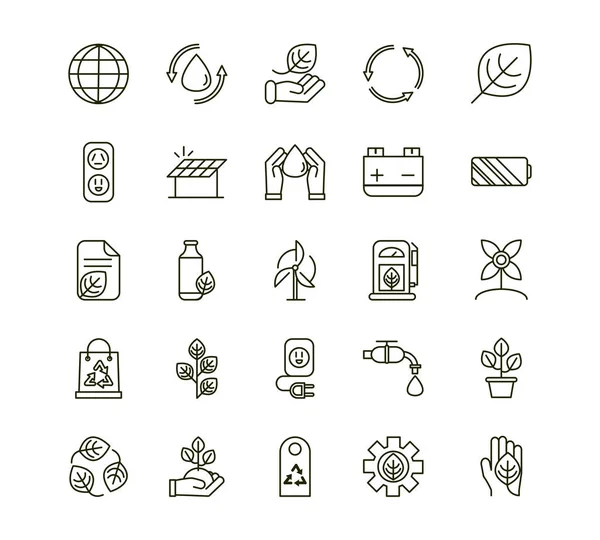 Environment ecology icons collection line — Vettoriale Stock