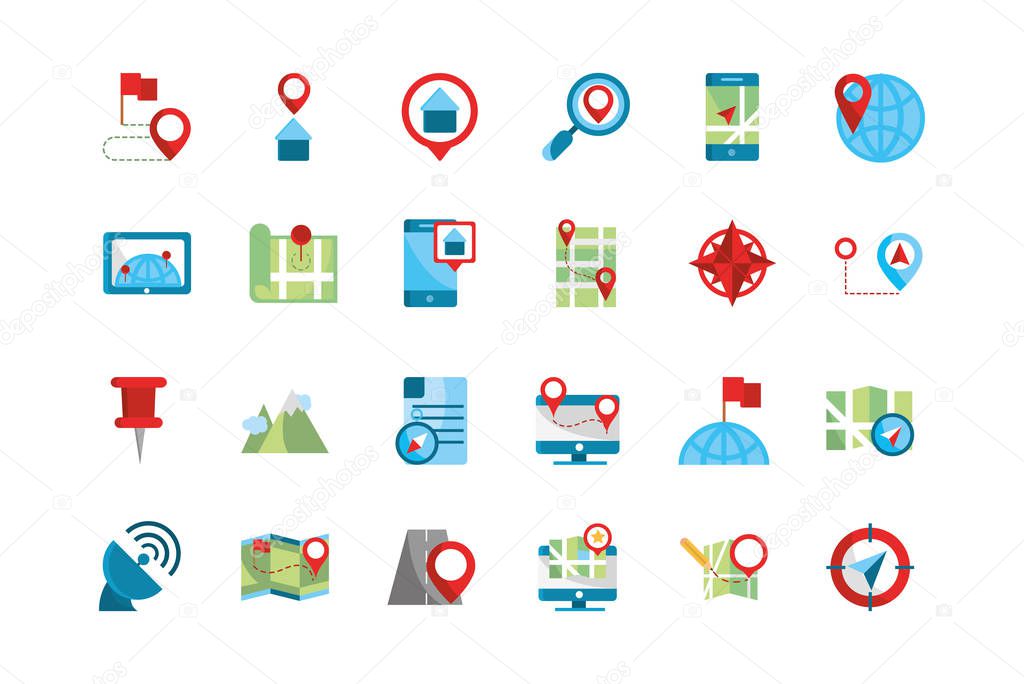 gps map and navigation icons collection