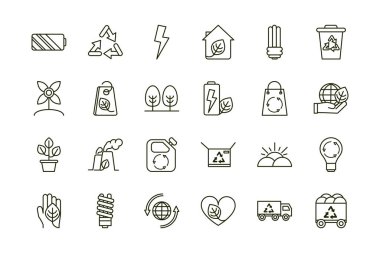 environment ecology icons collection line