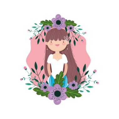 wedding bride flowers foliage floral decoration cartoon