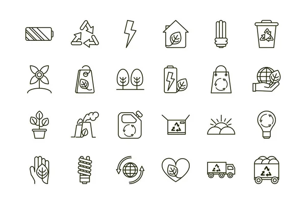 Environment ecology icons collection line — Archivo Imágenes Vectoriales