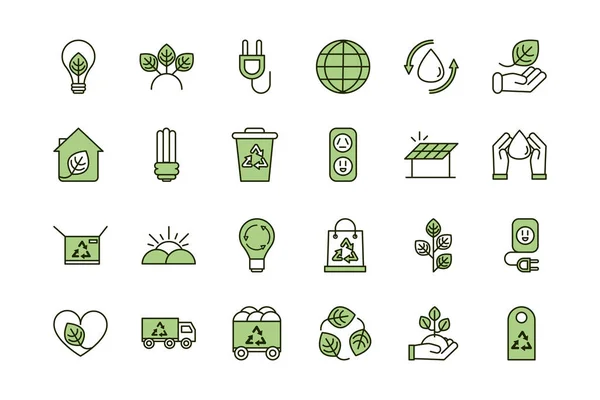 Environment ecology icons collection line and fill — Stockový vektor
