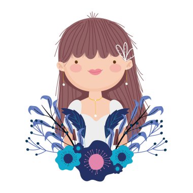 wedding bride flowers foliage floral decoration cartoon
