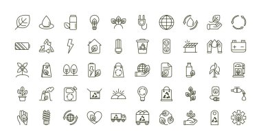 environment ecology icons collection line