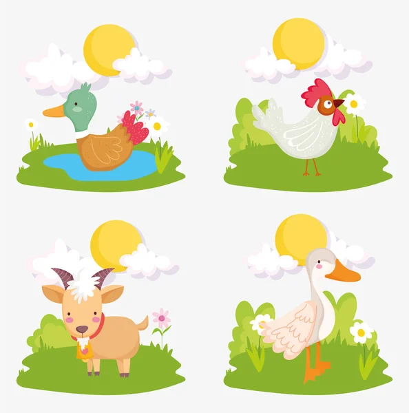 Molino de cabra aserrada a los animales de granja — Vector de stock