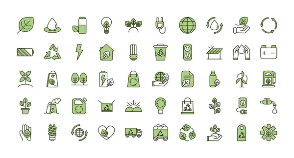 Environment ecology icons collection line and fill — Stock vektor