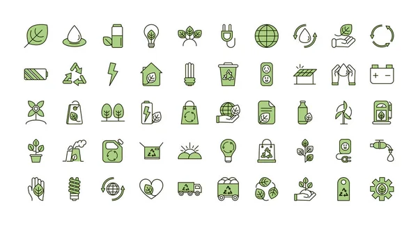 Environment ecology icons collection line and fill — Vector de stock