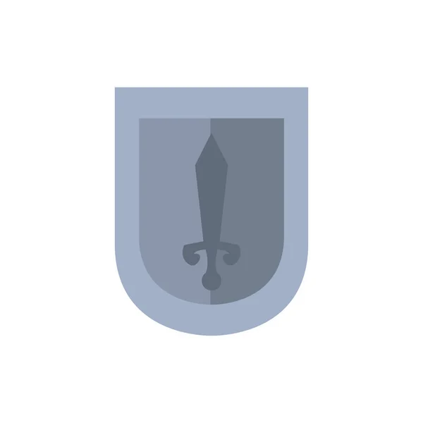 Escudo medieval com espada ícone plano — Vetor de Stock