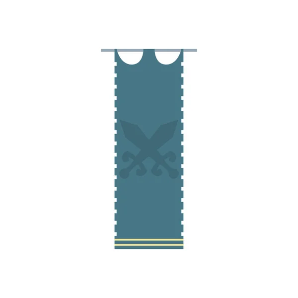 Medieval hanging pennant with swords flat style icon — Wektor stockowy