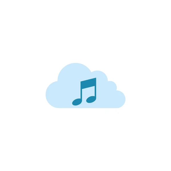 Music note in cloud flat style icon — Image vectorielle