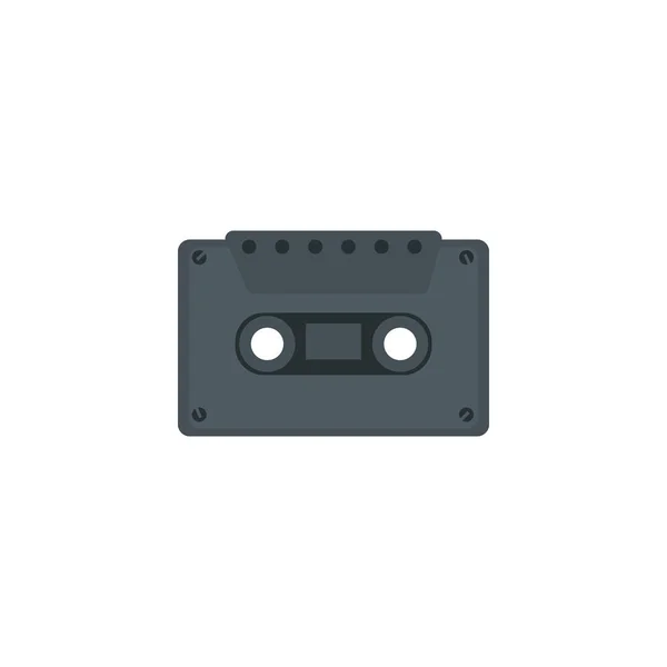 Icono de la música en cassette de estilo plano — Vector de stock