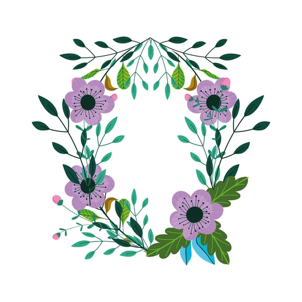 Fleurs fleurs couronne décoration ornement icône — Image vectorielle