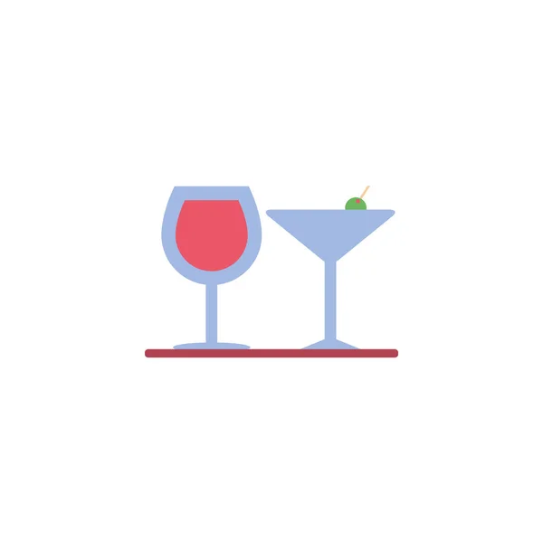 Isolerad cocktail och vinglas platt design — Stock vektor