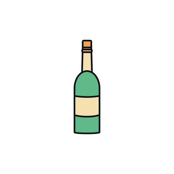 Línea de fiesta de la celebración de la botella de vino — Vector de stock