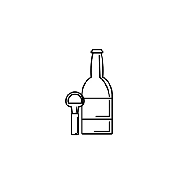 Botella de cerveza aislada y diseño de línea de iconos de abertura — Vector de stock