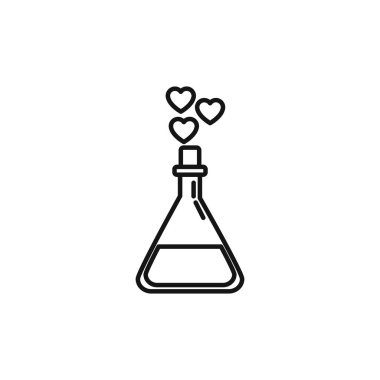 Şişe iksiri kalpler romantik aşk çizgisi