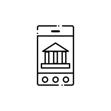İzole akıllı telefon ve banka simgesi çizimi