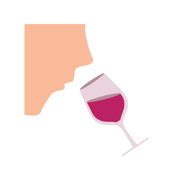 Copa de vidrio con un icono de estilo llano de cata de vino. — Vector de stock