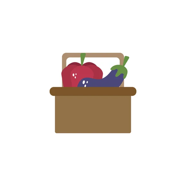 Basket with vegetables flat style icon — Vetor de Stock
