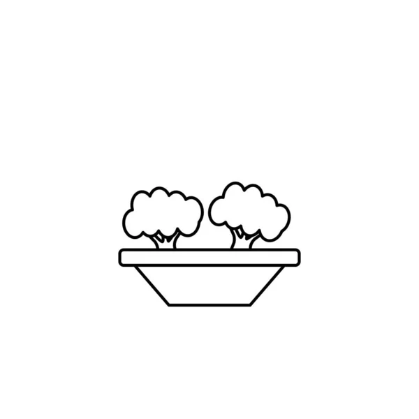 Brocoli végétal en forme de ligne de bol icône — Image vectorielle