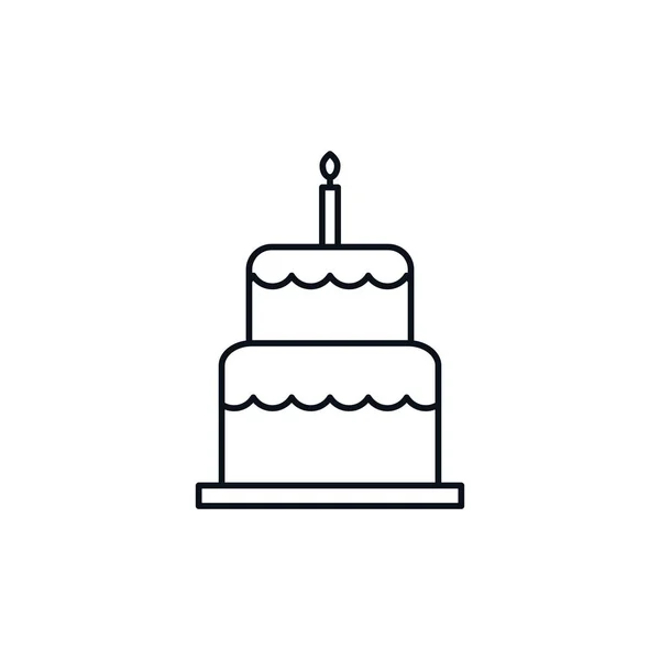 Birthday cake celebration party line design icon — Stock Vector