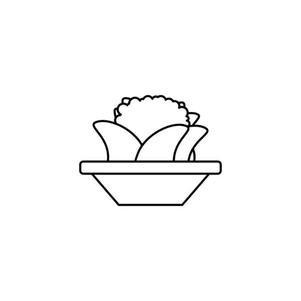 Chou-fleur de légumes en ligne de bol icône — Image vectorielle