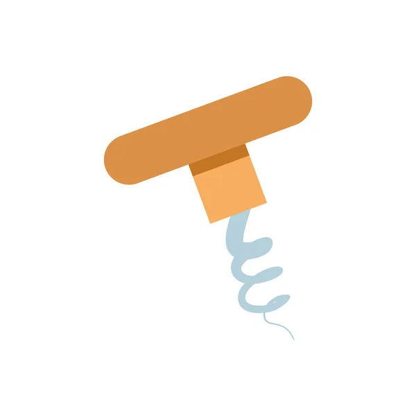 Wine corkscrew flat style icon — Stockový vektor