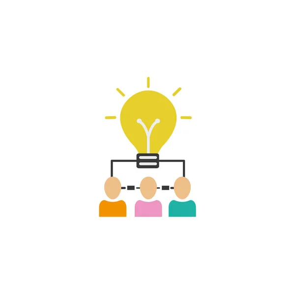 Teamwork people bulb idea icon flat style — Stock Vector